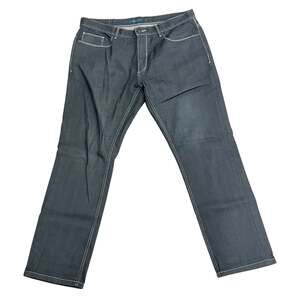 Perry Ellis Mens 36x30 Dark Wash Straight Leg Jeans White Contrast Stitch